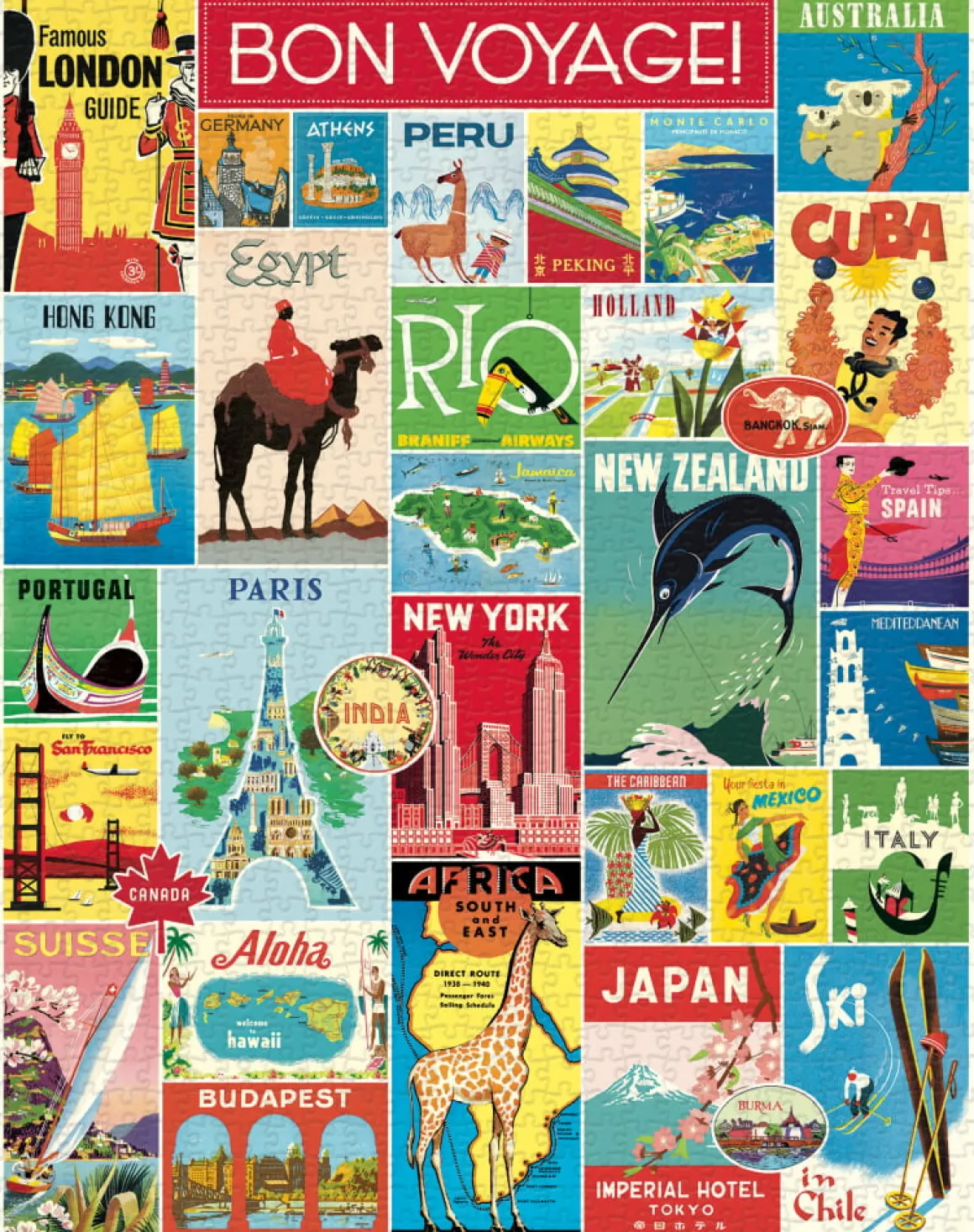 Cavallini Bon Voyage 1000 Piece Puzzle