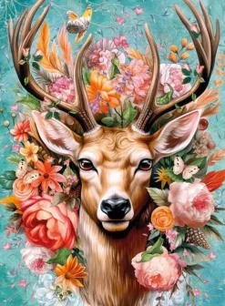 Cherry Pazzi – Flower Deer 1000 Piece Jigsaw Puzzle