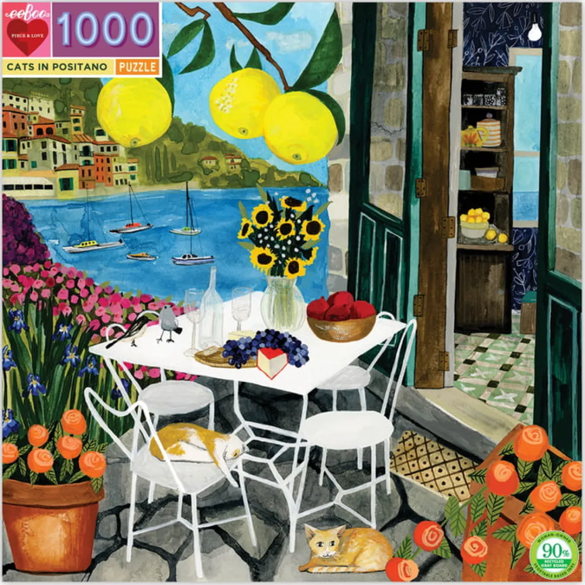 eeBoo – Cats in Positano 1000 Piece Puzzle