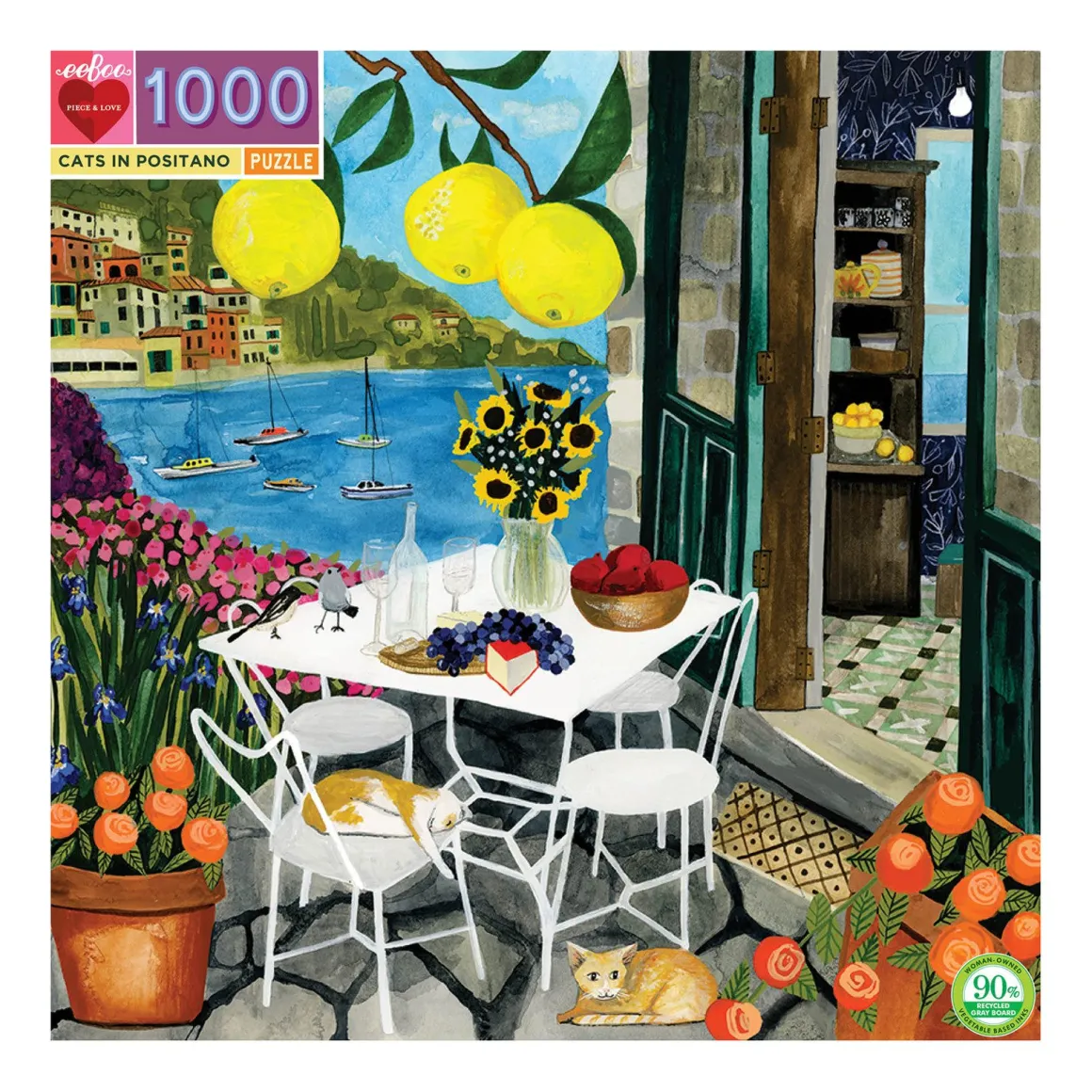 eeBoo – Cats in Positano 1000 Piece Puzzle