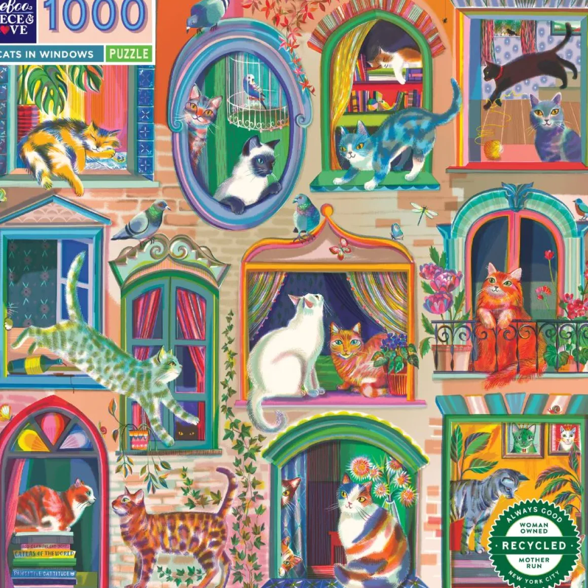 eeBoo – Cats in Windows 1000 Piece Puzzle