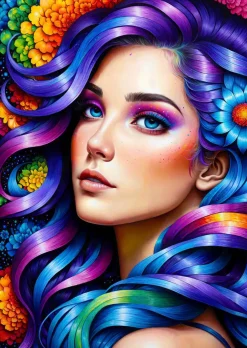 Enjoy – Rainbow Flower Portrait 1000 Piece Puzzle