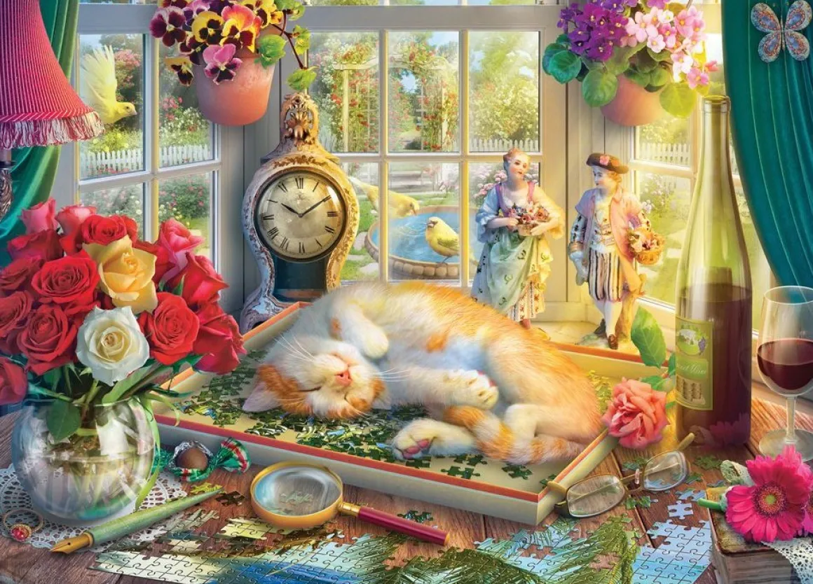 Holdson – Cat Napping – Cat in the Puzzle 1000 Piece Puzzle