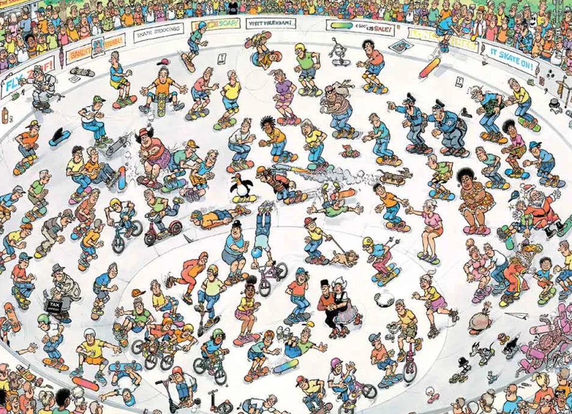 Jan van Haasteren – Riding the Skate Bowl 1000 Piece Puzzle