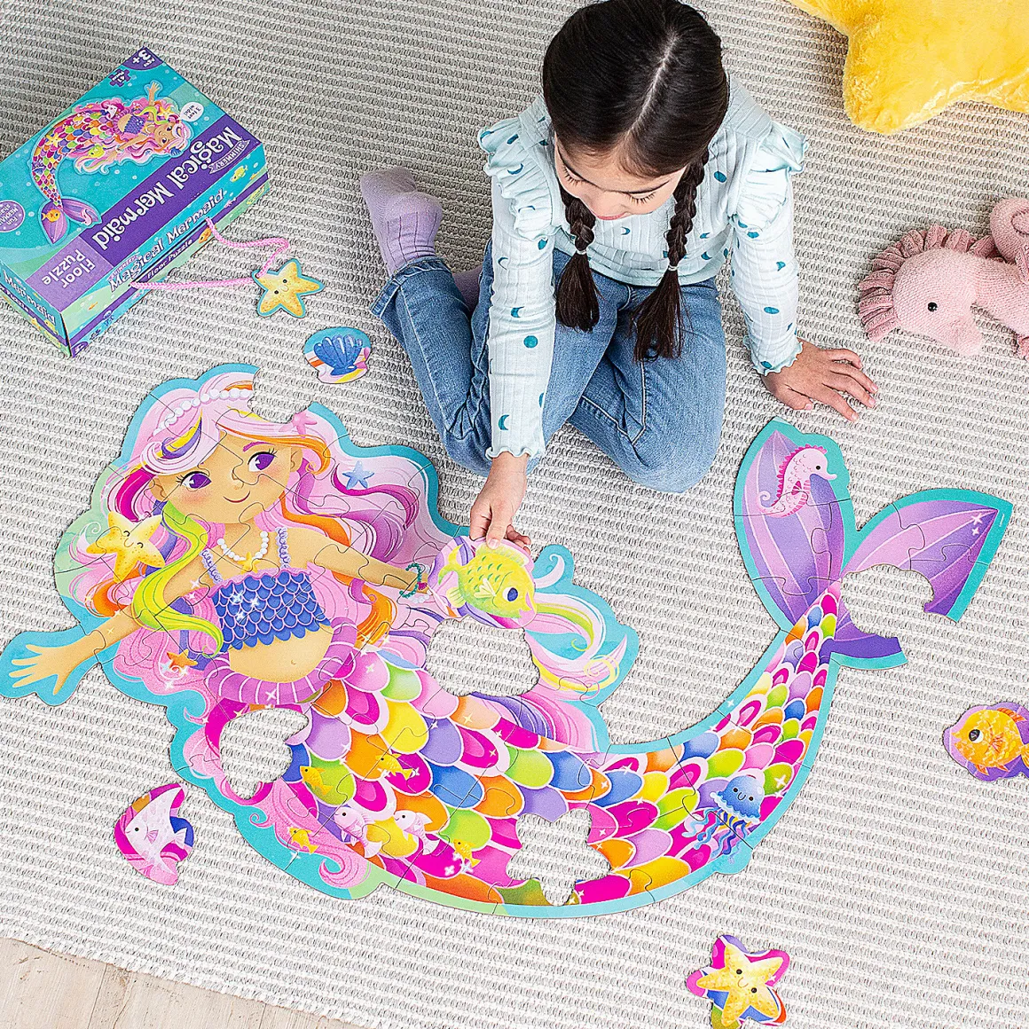 Peaceable Kingdom – Shimmery Magical Mermaid 41 Piece Floor Puzzle