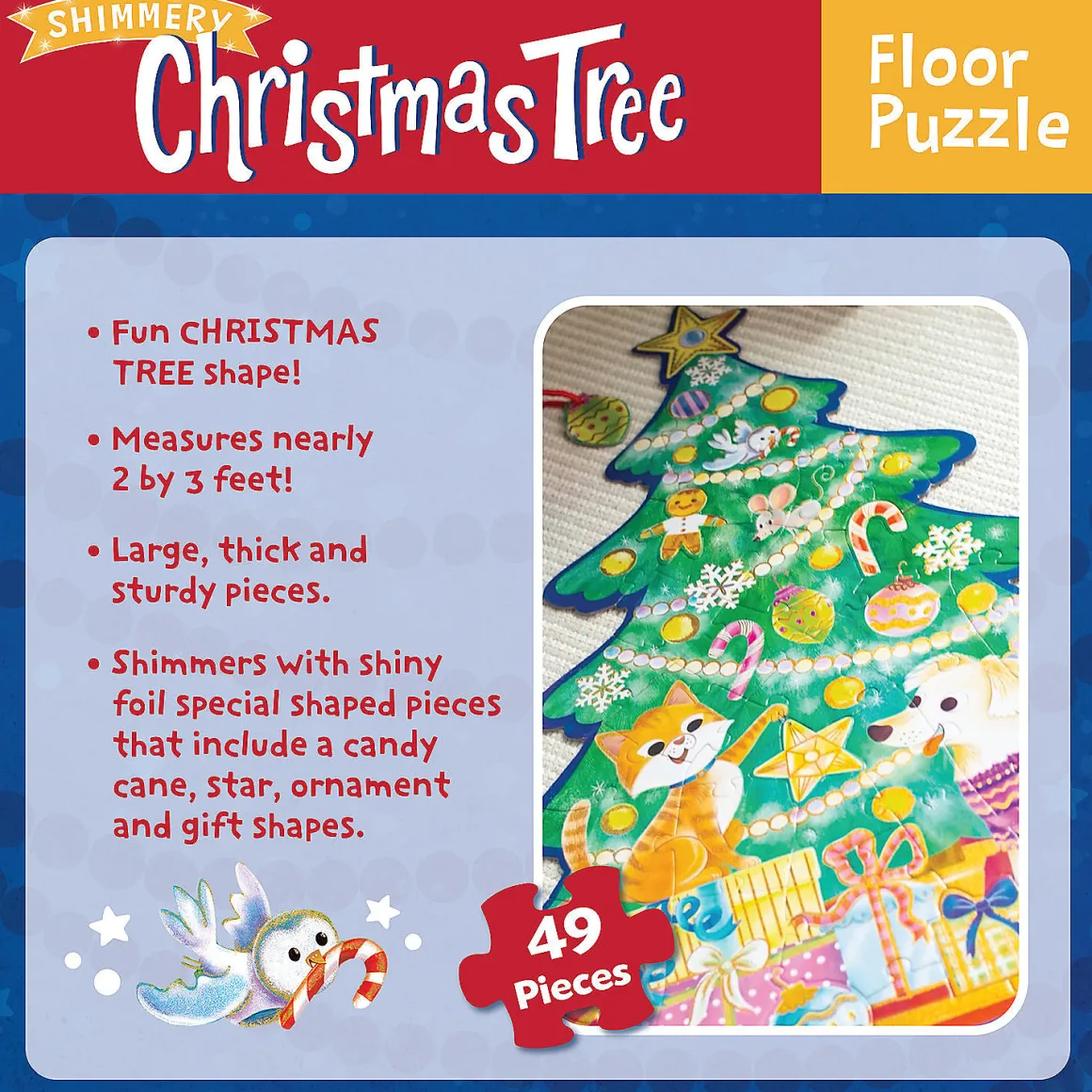 Peaceable Kingdom – Shimmery Christmas Tree 49 Piece Floor Puzzle