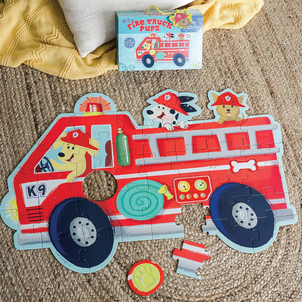 Peaceable Kingdom – Shiny Fire Truck Pups 39 Piece Floor Puzzle