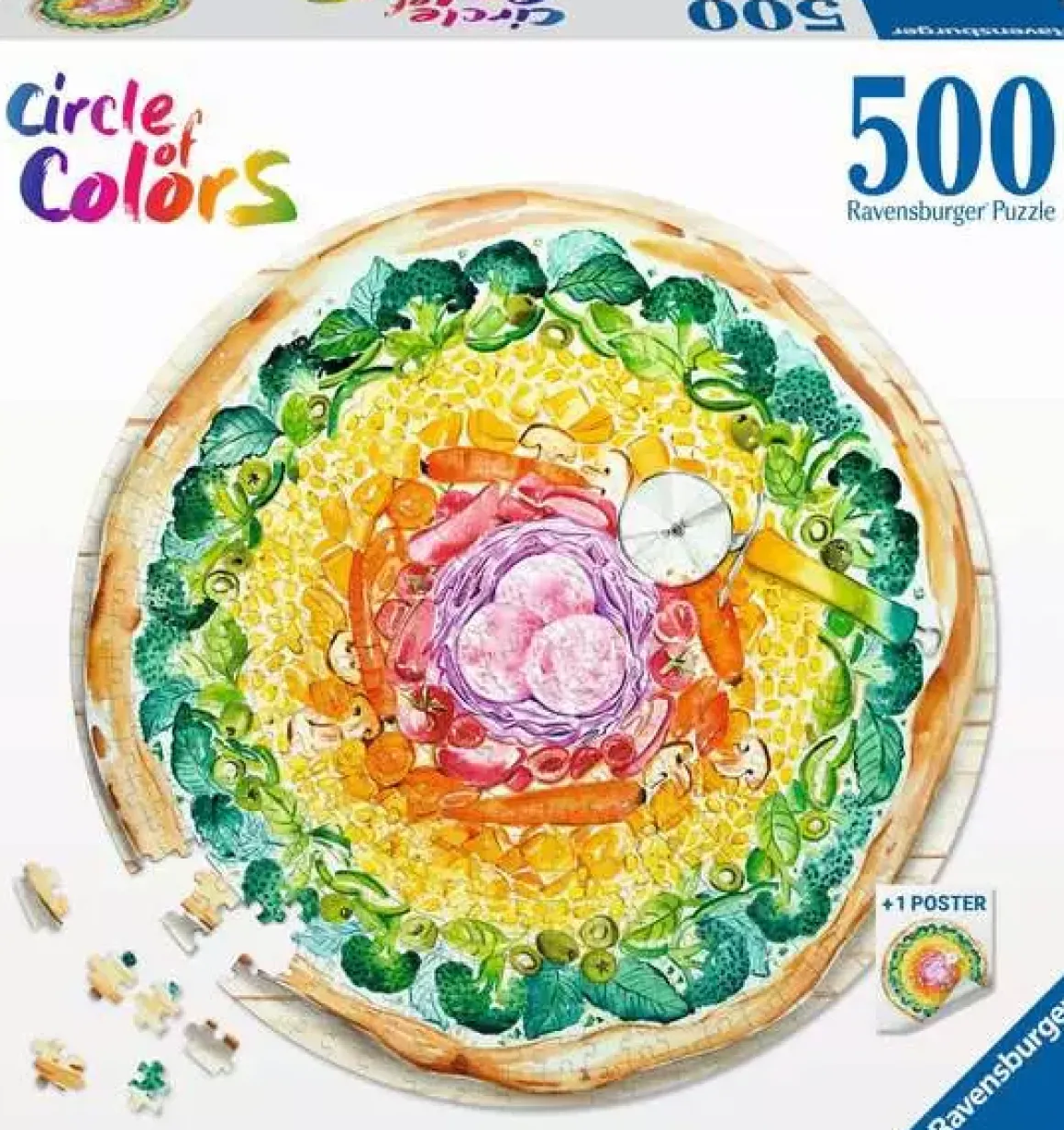 Ravensburger – Circle of Colors Pizza 500 Piece Round Puzzle