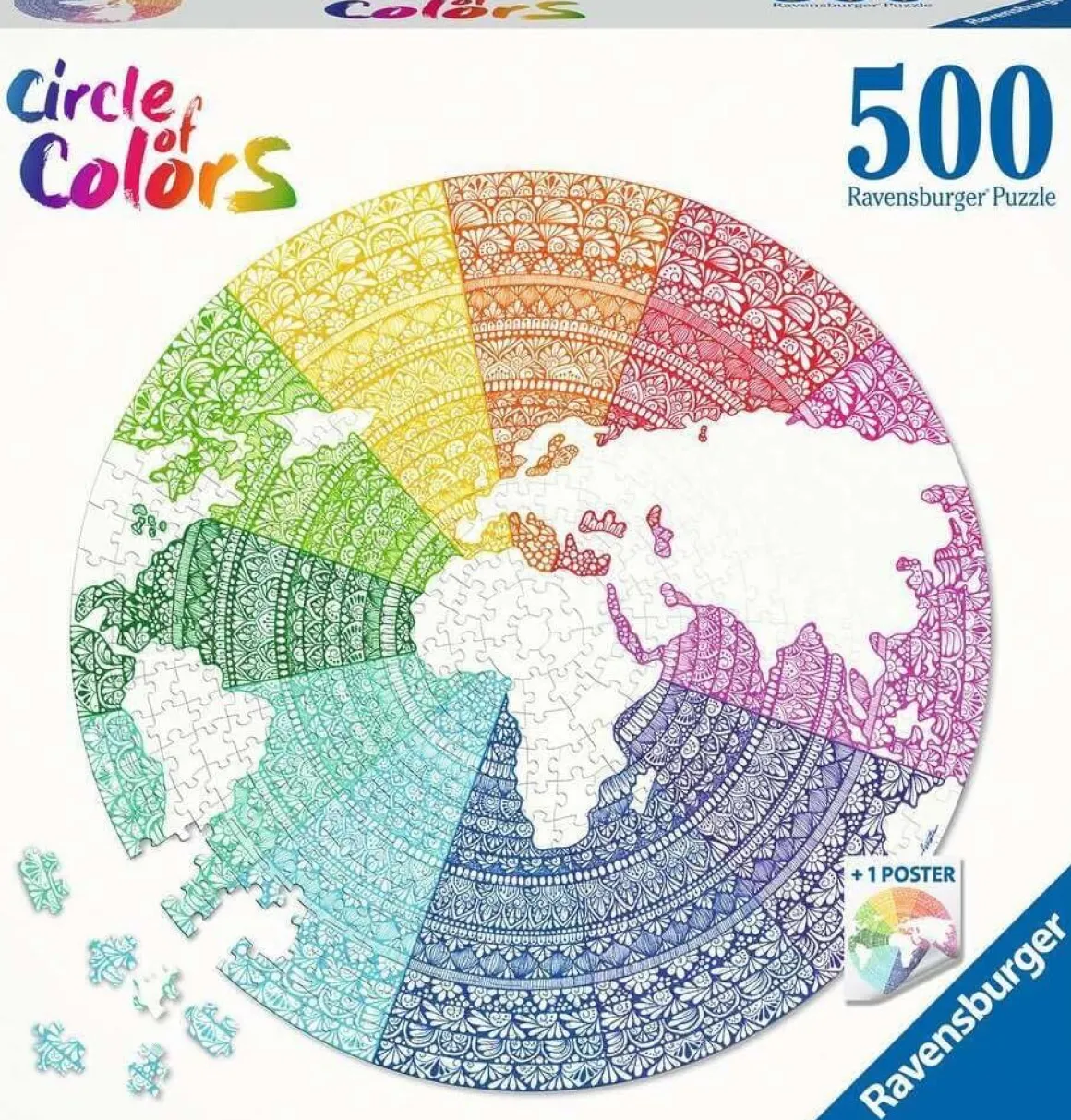 Ravensburger – Circle of Colors Mandala, 500 Piece Round Puzzle