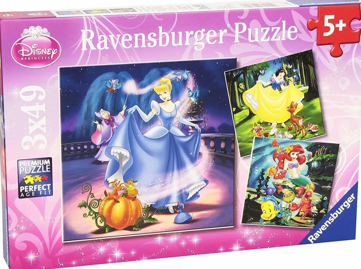 Ravensburger – Disney – Snow White, Cinderella & Ariel 3 X 49 Piece Puzzle
