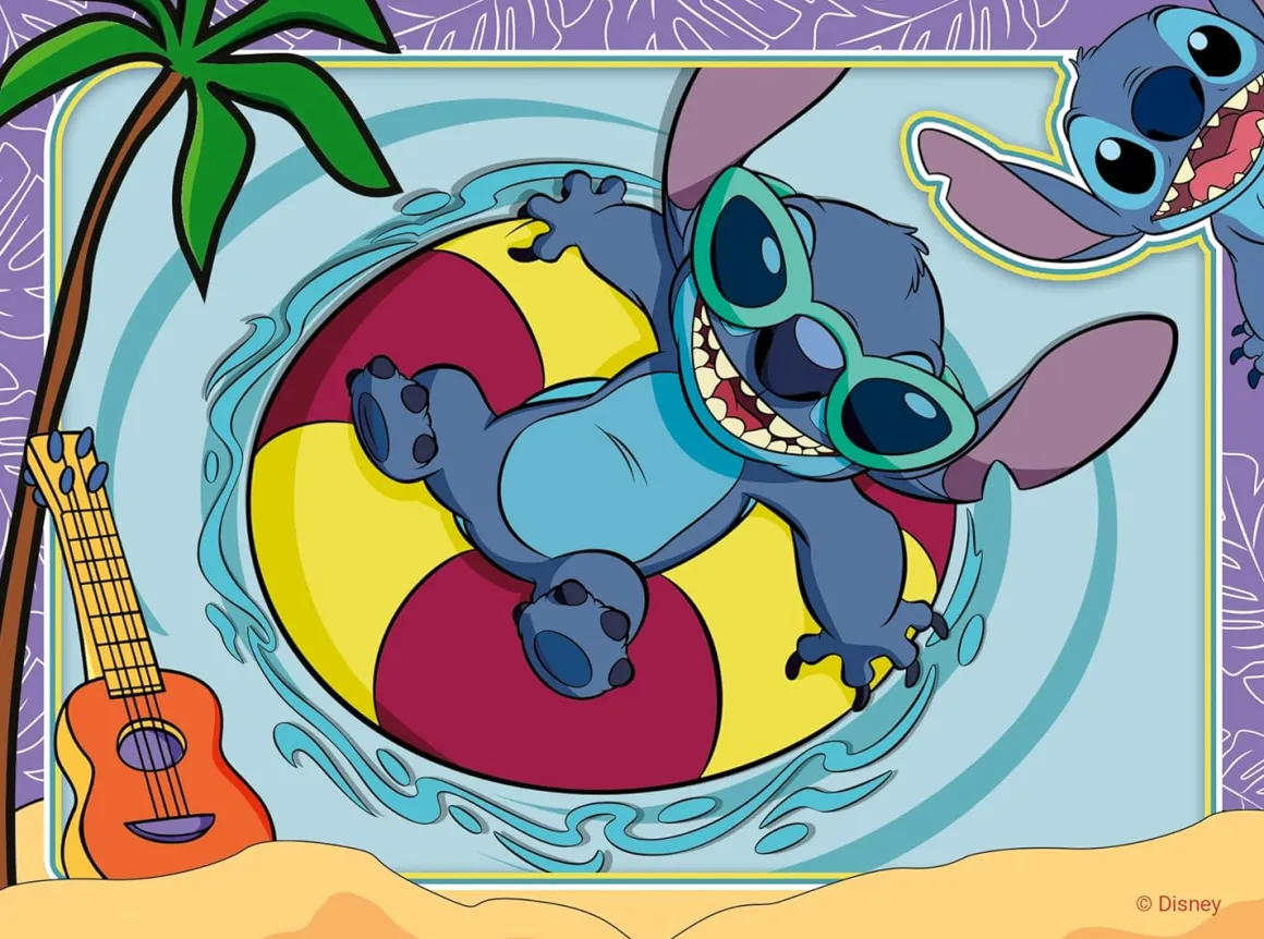 Ravensburger – Disney Stitch, Vacay Mode 4 in a Box Puzzle Set