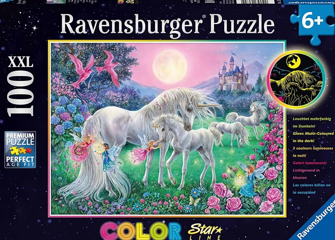 Ravensburger – Starline Glow – Unicorns in the Moonlight 100 Piece Puzzle