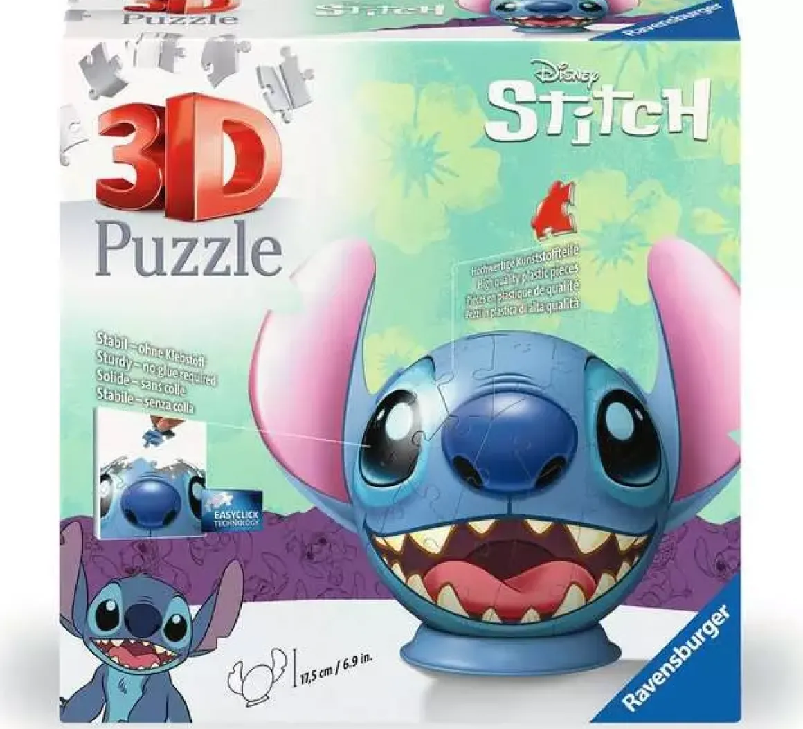 Ravensburger 3D Puzzle Ball, Disney Stitch with Ears 72 Pieces